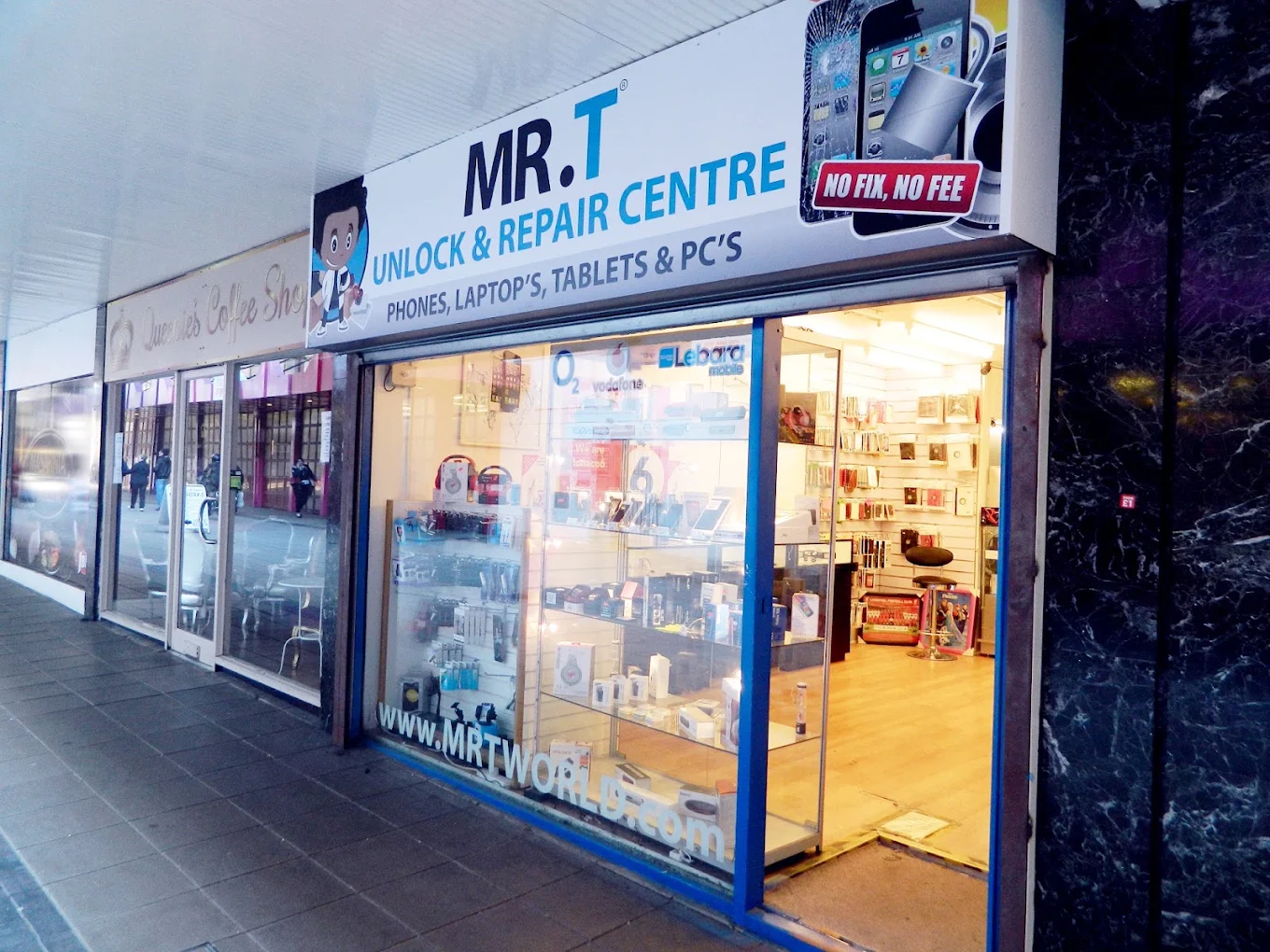 MRT World tech shop storefront on the high street